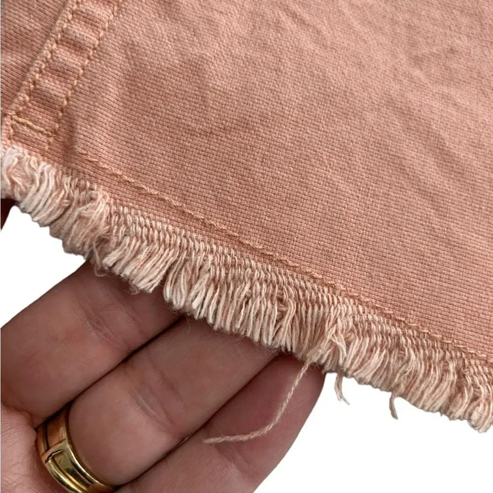 Madewell Peachy Pink A-line Zip Patch Pocket Frayed Hem Denim Mini Skirt, Size 4 - Picture 6 of 7